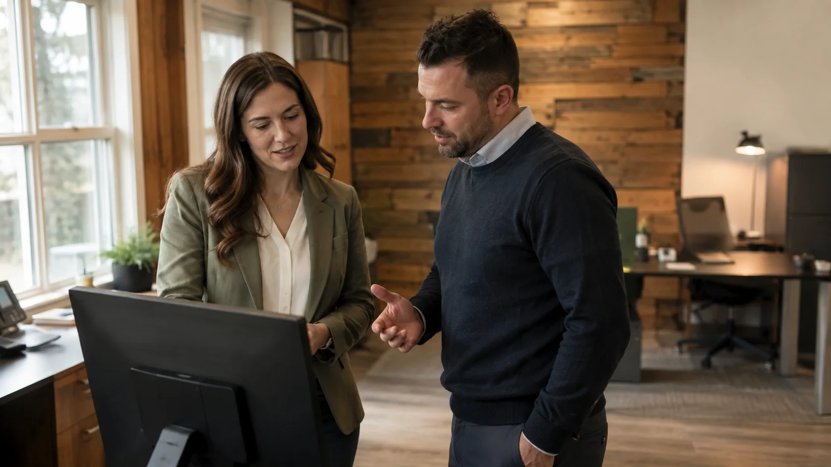 Business professionals in a professional consultation at a modern office